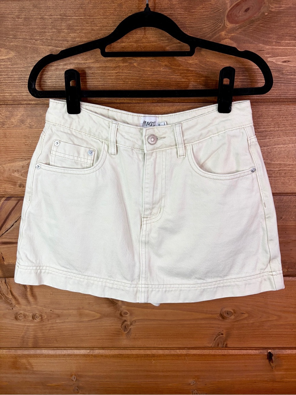 Princess Polly Alrita 100% Cotton Ivory Denim Mini Skort Size 4 💕🌸